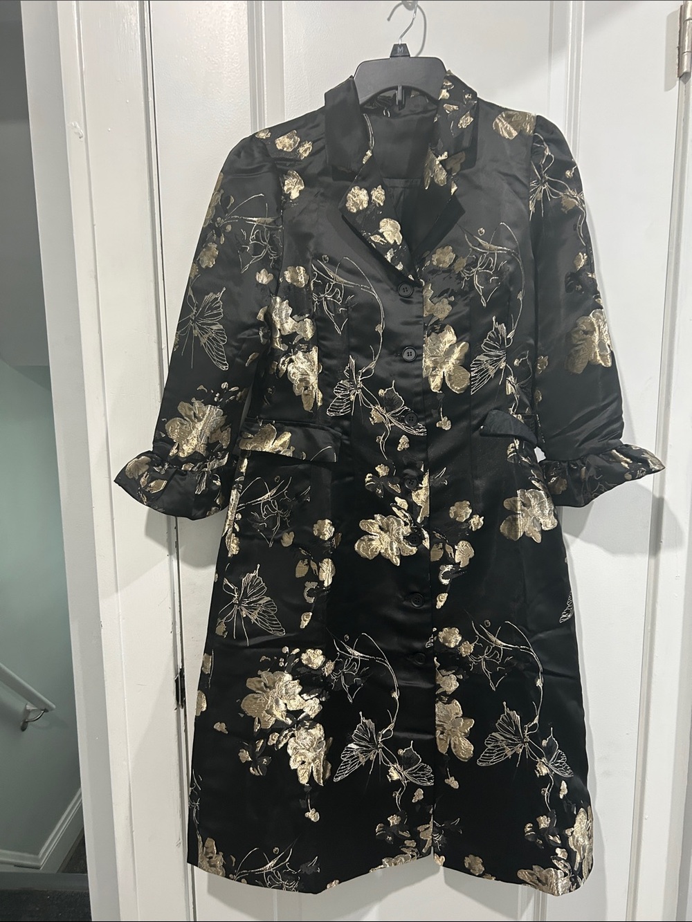 Black dress with Gold Floral Brocade